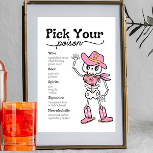 Pick Your Poison Menu | Halloween Bar Menu Template | Halloween Cocktail Menu | Adult Halloween Party | Halloween Wedding Drinks Sign