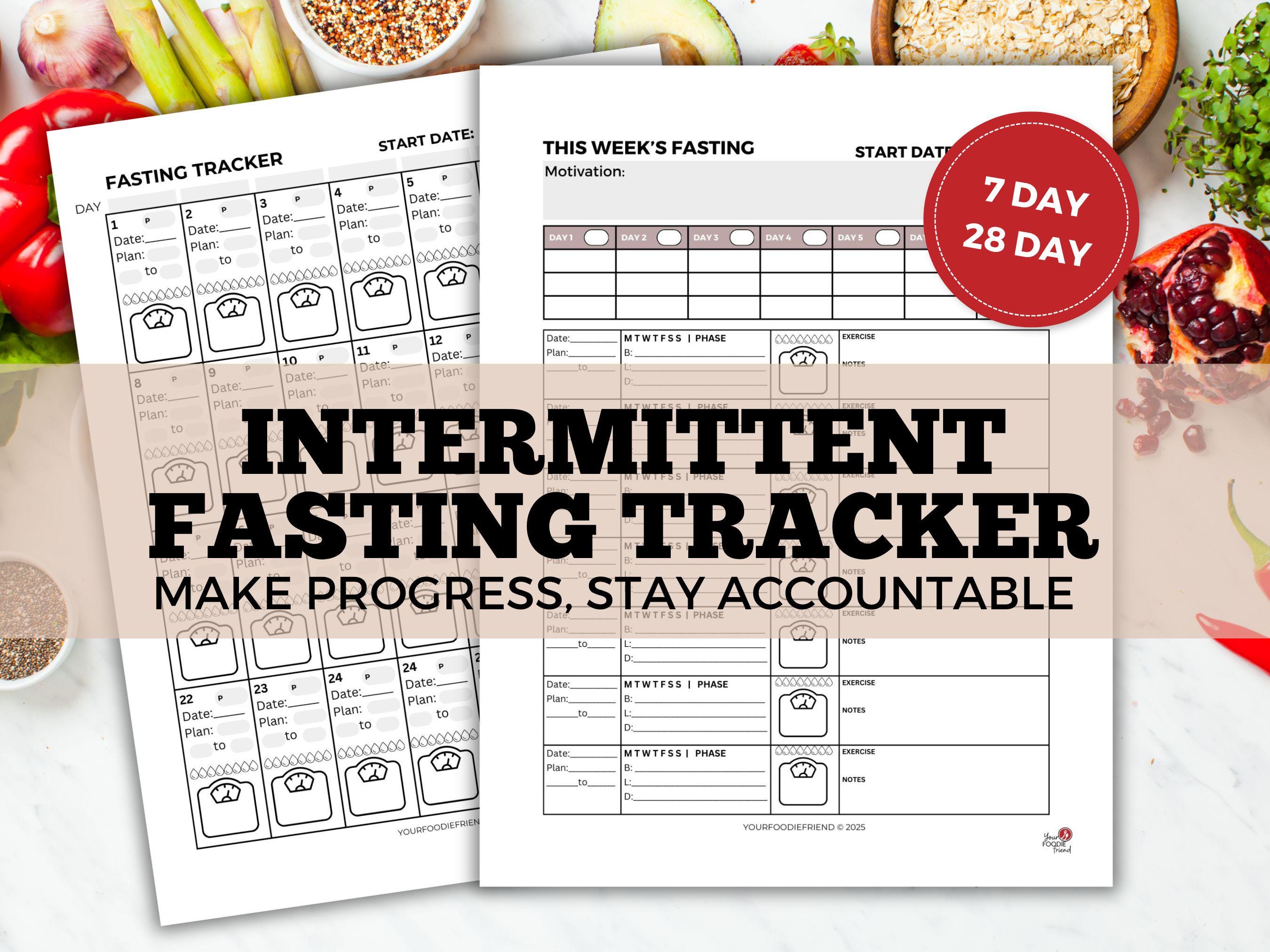 Intermittent Fasting Tracker | Monthly + Weekly Views | Track Fasting Windows, Meals &amp; Exercise ...