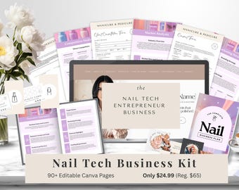 Nail Tech Canva Business Bundle: Website, Social Media & Forms (90+ Pages) (Digital Download