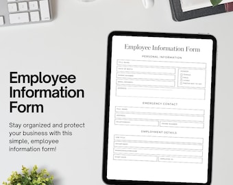 Employee Information Form Template | Editable Business Agreement PDF | Instant Canva Download