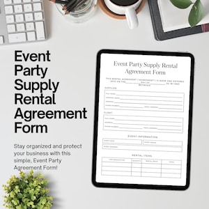 イベント パーティー用品レンタル フォーム テンプレート | 編集可能なビジネス契約書 PDF | Canva ですぐにダウンロード