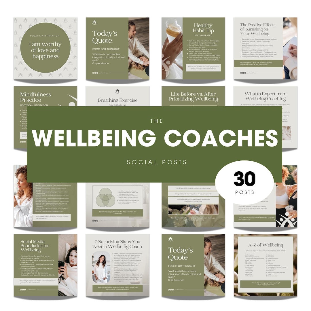 Well-being Coach Instagram Templates | Wellness Social Media Posts ...