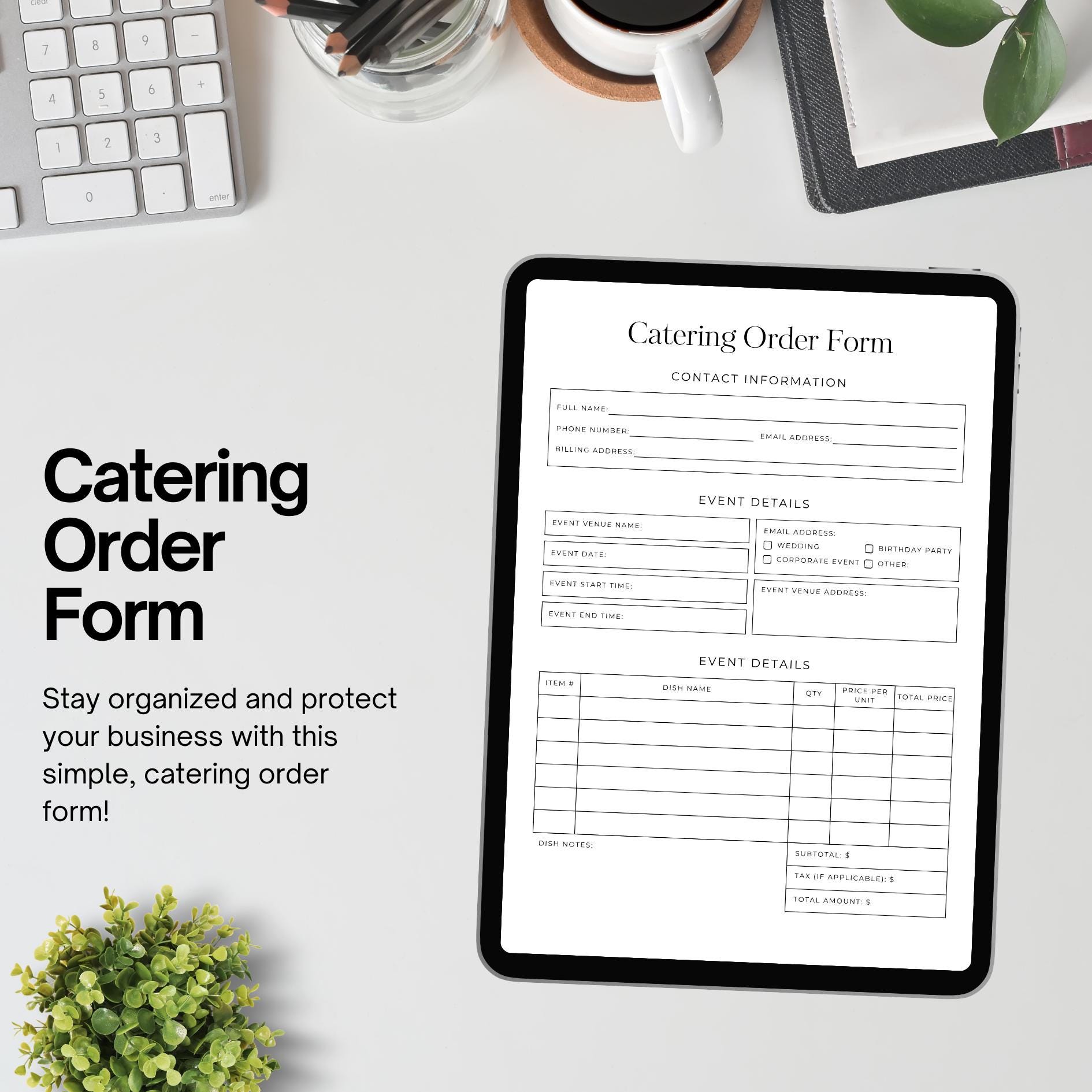 Catering Order Form Template | Editable Business Agreement PDF ...
