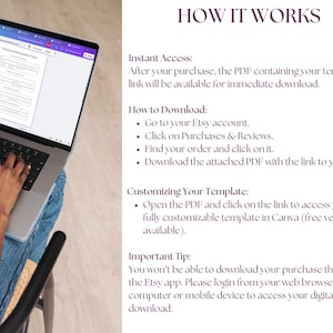 May include: A laptop computer with a blank document open on the screen. The document has a title that says "Personal Information Form". The laptop is on a person's lap. The text on the right side of the image explains how to download and customize a template.
