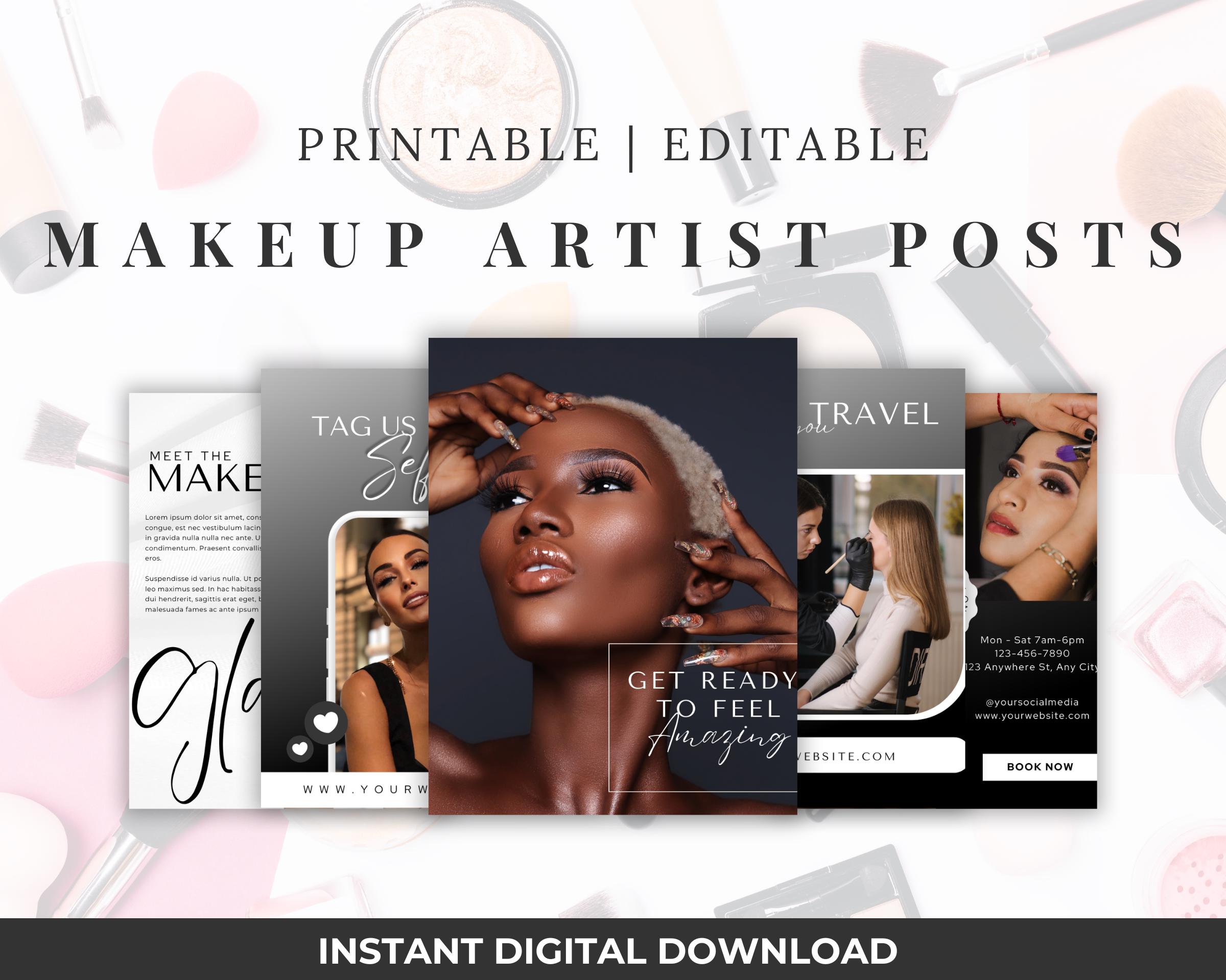 Makeup Artist Instagram Templates | MUA Social Media Posts | Editable ...