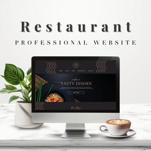 Plantilla de sitio web de Canva para restaurantes / Sitio web editable para negocios de comida, chefs y cafeterías