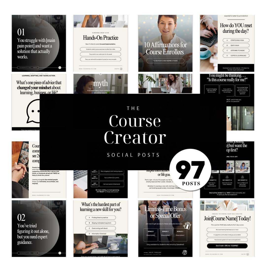 Course Creator Instagram Templates | Online Program Social Media Posts ...