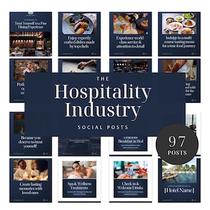 Hospitality Instagram Templates | Hotel & Service Industry Social Media Posts | Editable Canva Templates