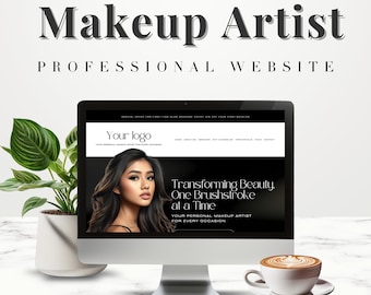 Plantilla de sitio web de Canva para maquilladores: sitio web editable para negocios de maquillaje.
