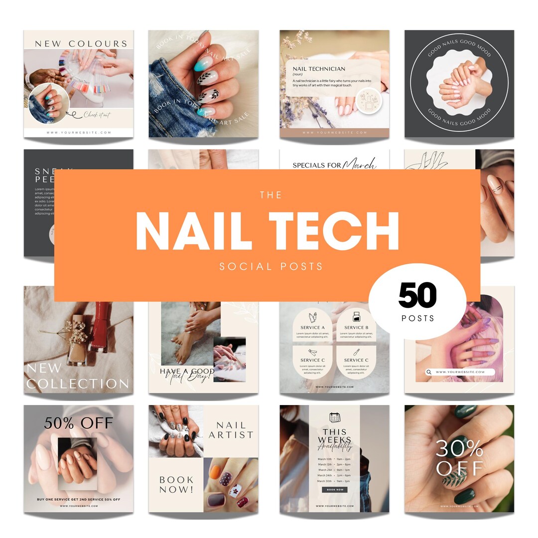 Nail Tech Instagram Post Templates: Editable Canva Social Media ...