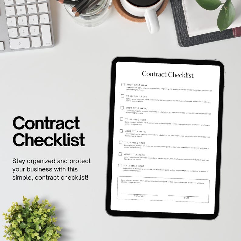 Contract Checklist Form Template | Editable Business Agreement PDF ...