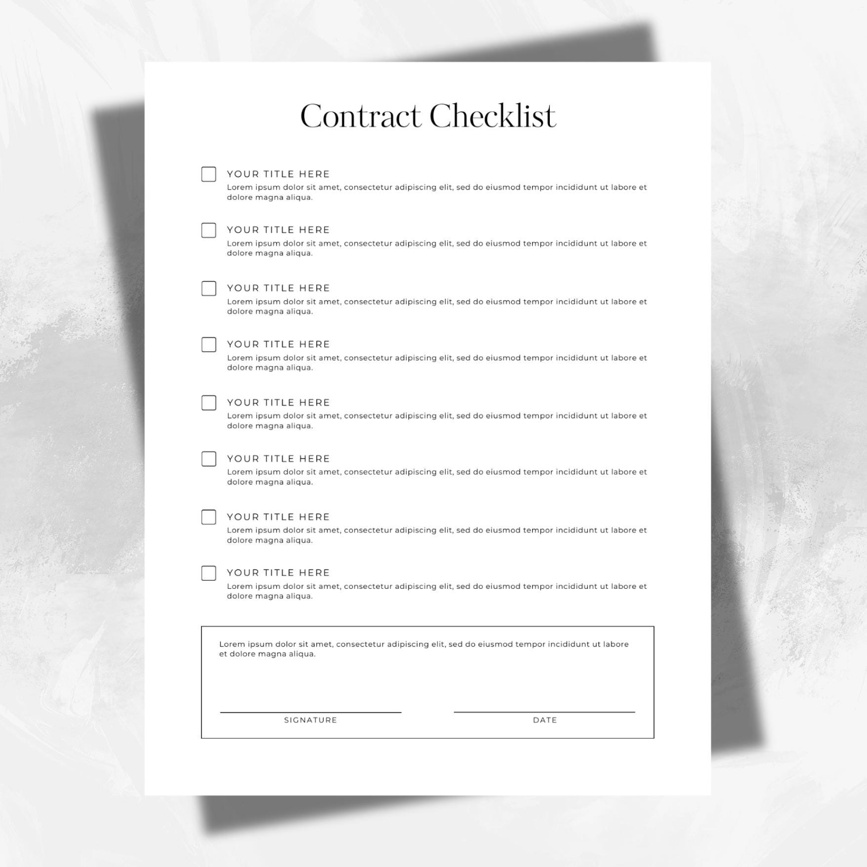 Contract Checklist Form Template | Editable Business Agreement PDF ...