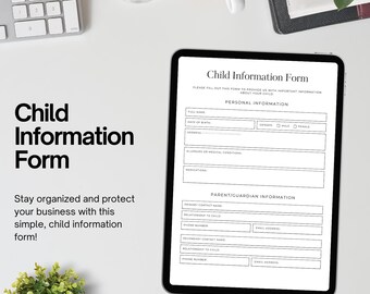 Child Information Form Template | Editable Business Agreement PDF | Instant Canva Download