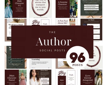 Autor Instagram Vorlagen | Buch Marketing Social Media Posts | Bearbeitbare Canva-Vorlagen