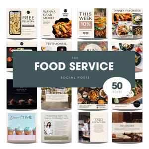 Plantillas de Instagram para servicios de comida / Publicaciones en redes sociales para restaurantes / Plantillas editables de Canva