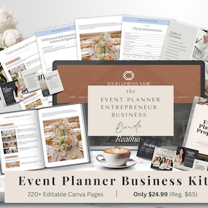 Event Planner Business Bundle | 220+ Page Canva Toolkit | Website, Proposal, Client Forms, Social Media Templates