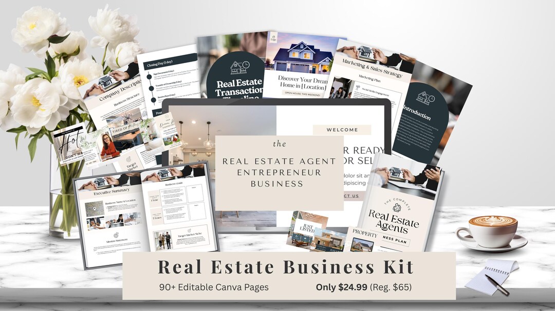 Real Estate Agent Canva Template Bundle: 90+ Page Marketing Kit ...