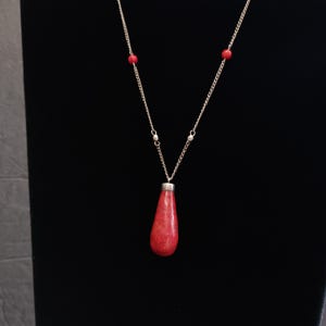 Red Coral Drop Pendant Necklace