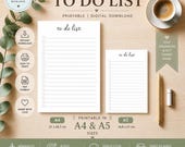 Printable To Do List, A4 & A5 Planner Printable, Minimalist Daily Checklist PDF, Productivity Planner, Digital Download