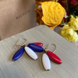 Vintage Red White and Blue Dangle Earrings
