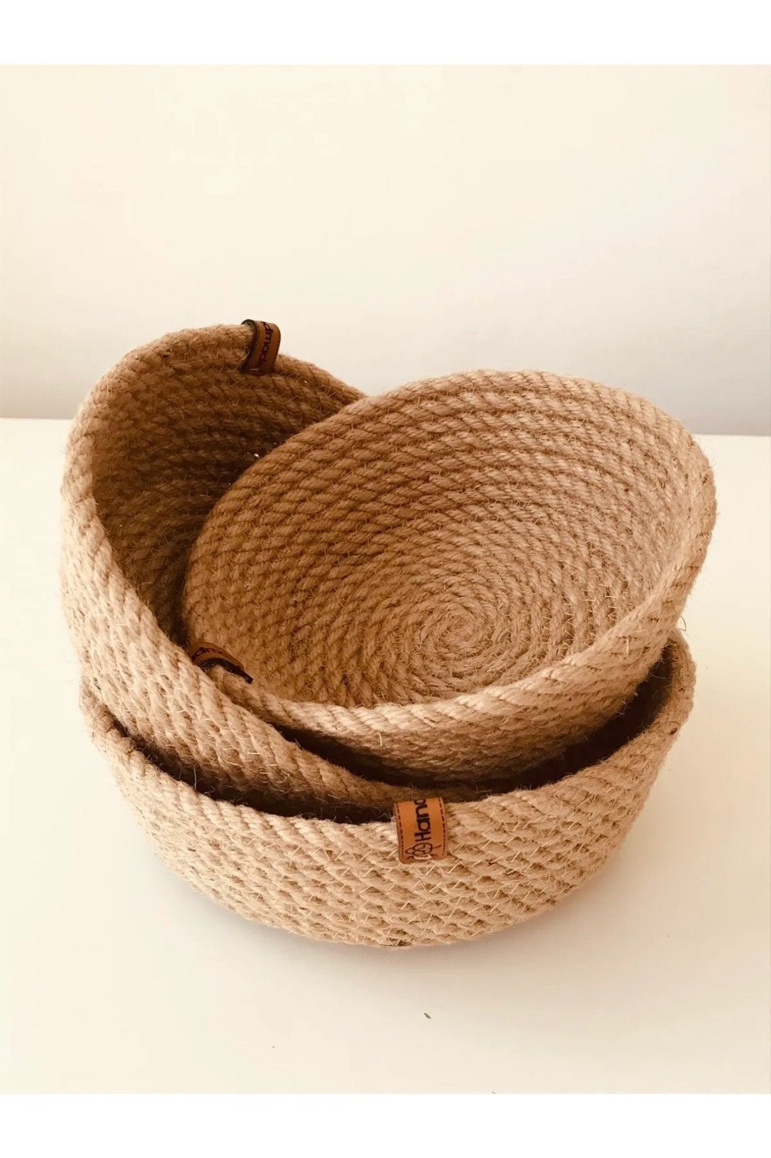 3 Pieces Wicker Rope Wowen Basket, Handmade Storage Basket, Wicker Rope ...