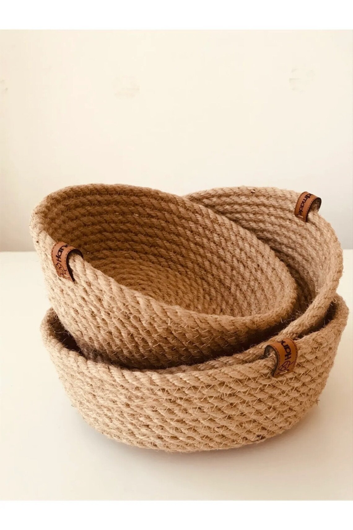 3 Pieces Wicker Rope Wowen Basket, Handmade Storage Basket, Wicker Rope ...