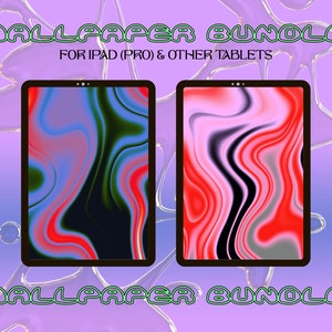 Aesthetic Wave Ipad Pro Background Bundle, Ipad Wallpaper, Instant Download, Wallpaper Pack, Abstract, Landscape, Tablet, Indigo, Red