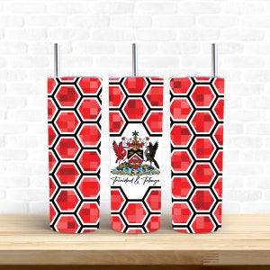 Trinidad & Tobago Design Wrap, Sublimation Design, 20oz Straight Skinny Tumbler, 300 DPI, PNG File