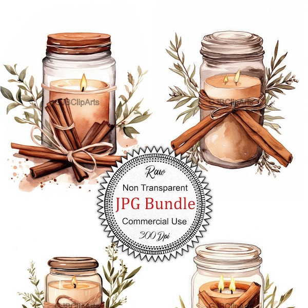 Brown Jar Candle with Cinnamon Sticks and Dried Herbs Clipart, Candle Clipart, Journaling Box, Journaling Tags, , Scrapbooker's Tshirts,