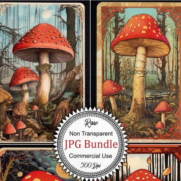 Mushroom Tarot Card Clipart, Liquid Paint Clipart, Exotic Woodblock Clipart, Journaling Bible , Scrapbooks For Couples,high reolution images