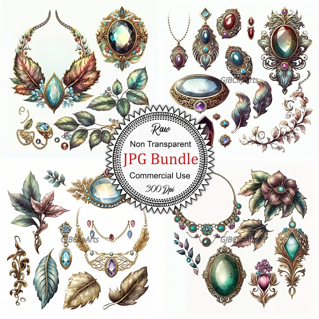 Elegant Jewelry Clipart Watercolor Accessories Highquality Etsy