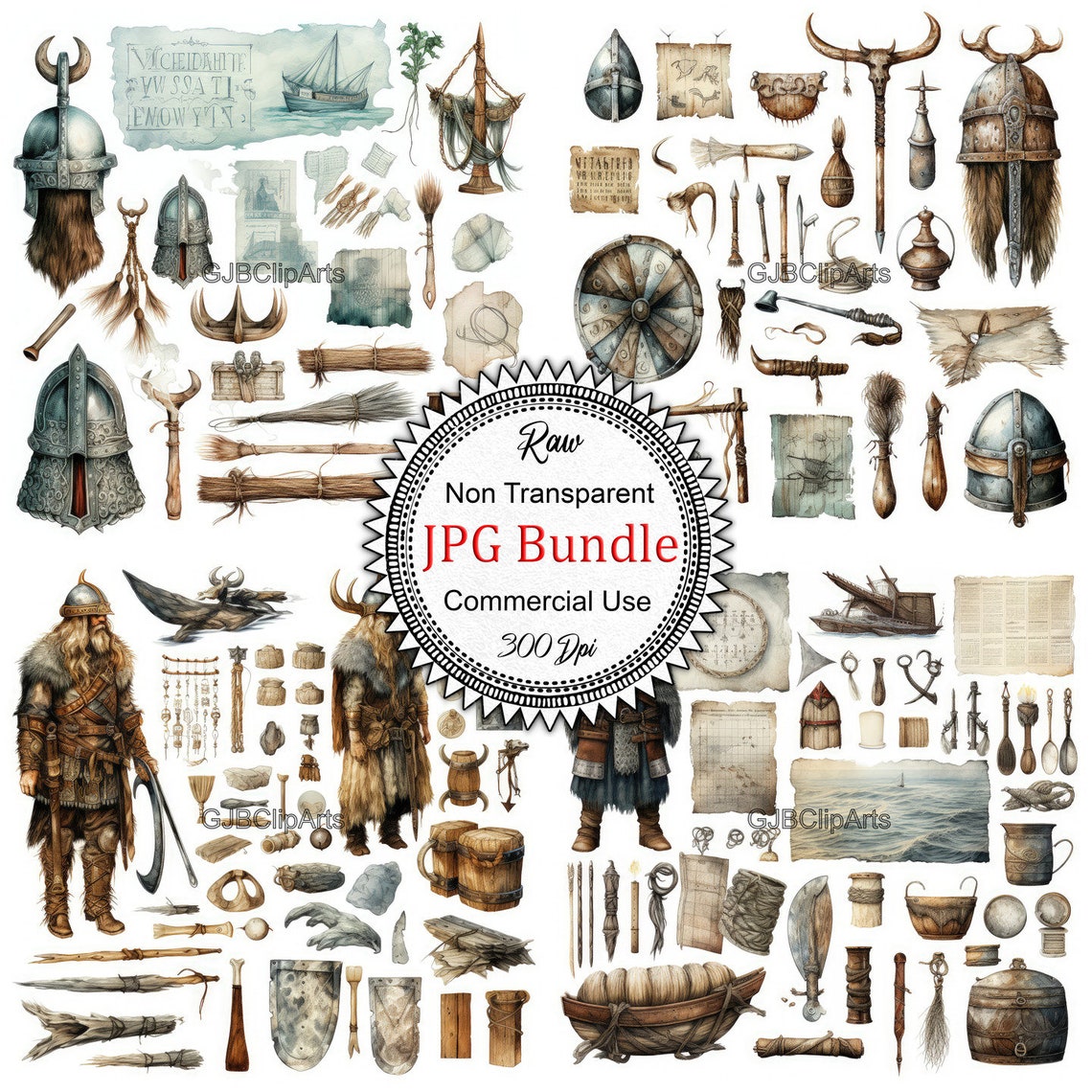 Vintage Vikings Junk Journal Kit Clipart, Viking Ship Clipart, Viking ...
