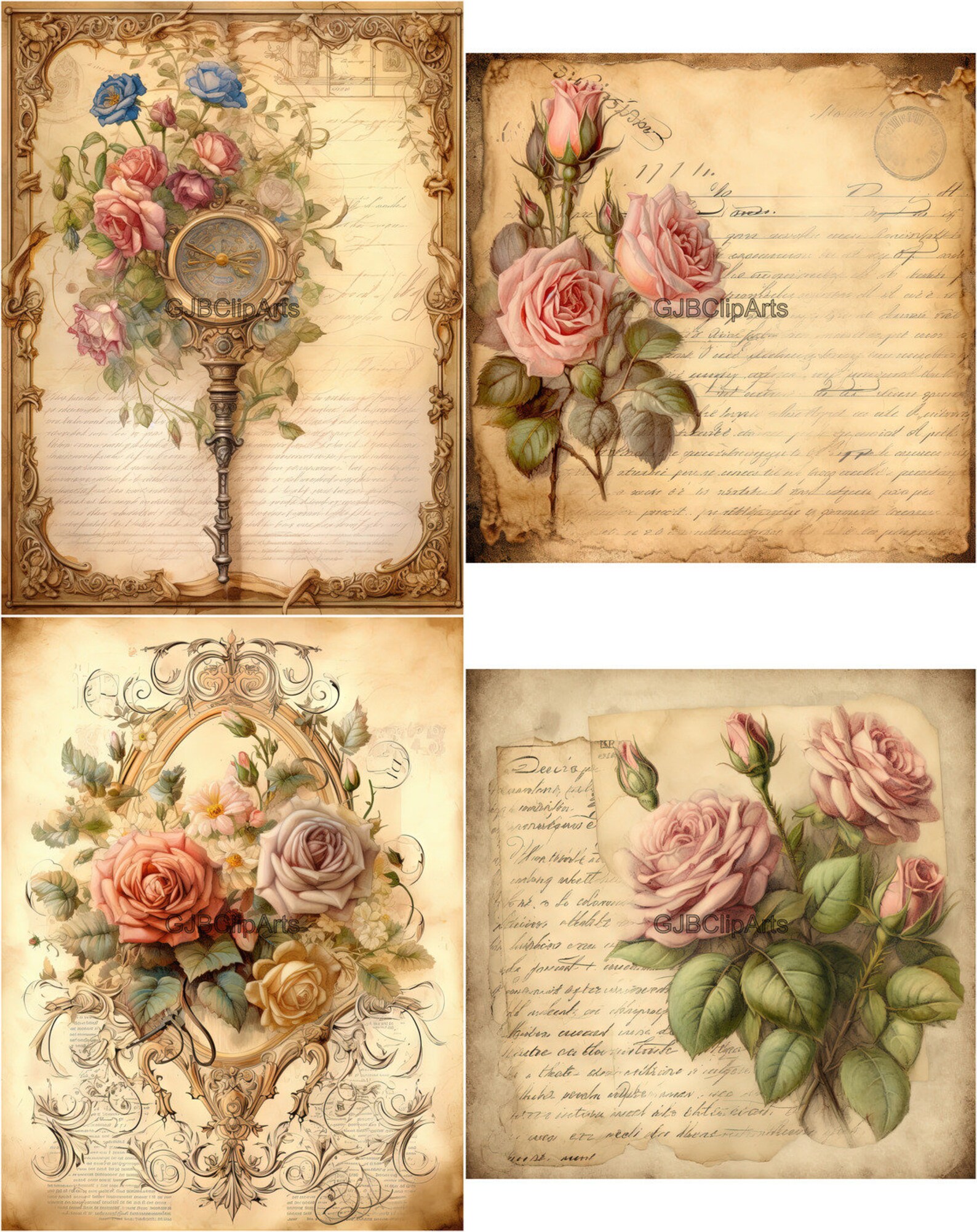Victorian Era Letter Drawing Clipart, Old Letter Clipart, Scrapbooking ...