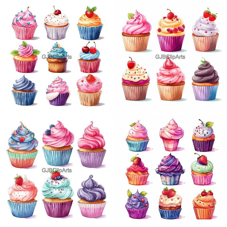 Cupcake Clipart Digital Stickers, Digital Clipart, Printable Stickers ...