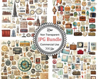 World Travel Charm Clipart, Scrapbook Stickers, Scrapbook , Junk Journaling Downloads, Journaling Bundle,high quality images.