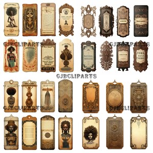 African American Tall Ornate Labels, Junk Journal Book Vintage Clipart, Scrapbooks Albums, Journaling With Grid, Scrapbooking, Scrapbooks