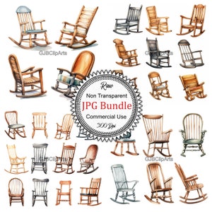 Watercolor Wooden Rocking Chair Clipart, Rocking Chair Clipart, Elements Collection Clipart, Scrapbook Ephemera, Journaling Prompts,