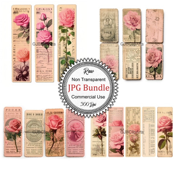 Pink Rose Vintage Ticket Clipart, Scrapbooks Layouts, , Junk Journals For Sale, , Journaling Game, Journaling Magazine