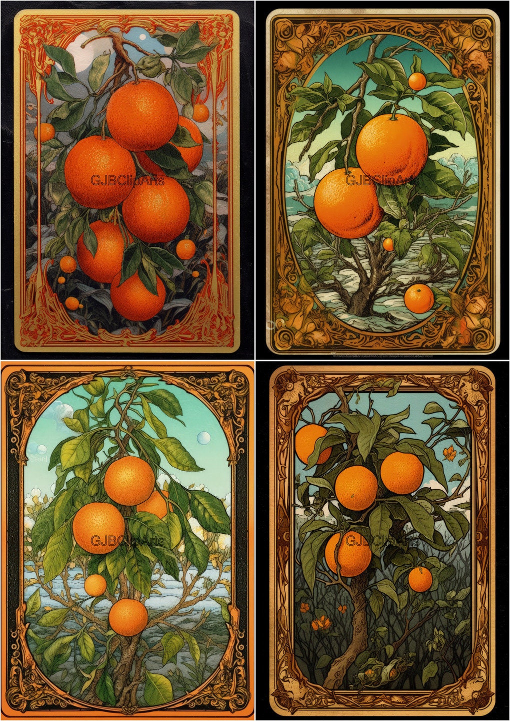 Random Tarot Card Clipart, Liquid Paint, Exotic Woodblock Clipart ...