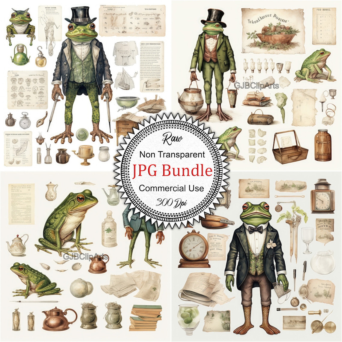 Mr. Frog Junk Journal Kit Clipart Frog Clipart Lily Pad Clipart