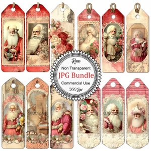 Vivid Color Santa Claus Tags Clipart, Junk Journals -digital -download, Journaling Date Covers, Journaling Mental Health
