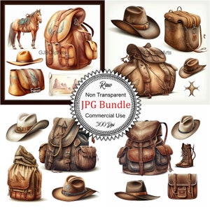 Beautiful Cowboy Bag Vintage Collection: Nostalgic Western-Inspired Illustrations Embodying Timeless Style and Function, 300 dpi