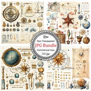Vintage Astrology Junk Journal Kit Clipart, Star Map Clipart Zodiac Signs Clipart, Journaling Printables, Journaling Kits For Planners,