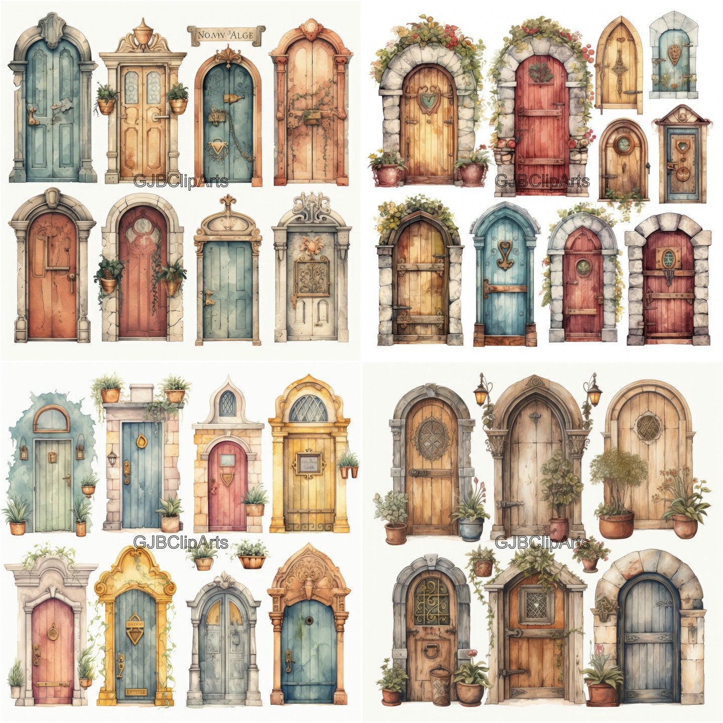 Vintage Magical Doors Junk Journal Kit Clipart ,door Clipart, Keyhole ...