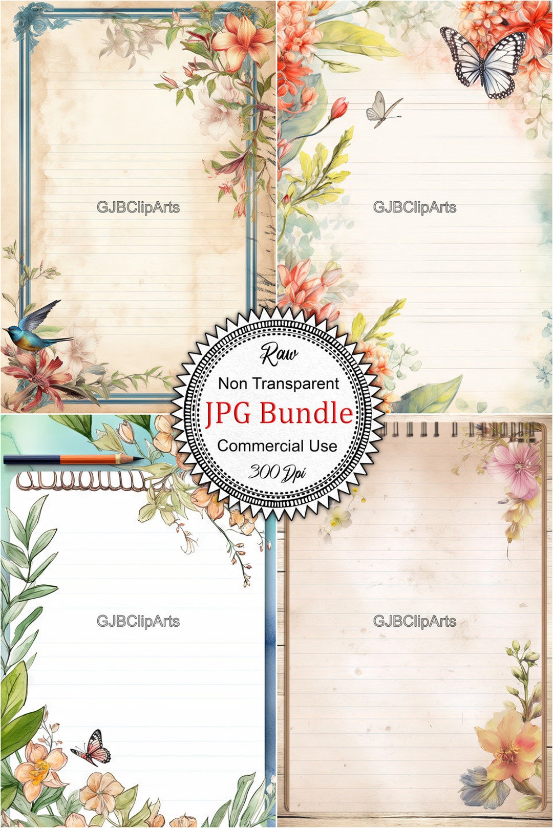 Spring Notebook Border Spring Border Notebook Page Watercolor Clipart, , Journaling Books ...