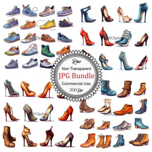 Shoes Clipart, Unique Shoes , Digital Stickers, Digital Clipart, Printable Stickers, Scrapbooking Supplies, Art journaling supplies.
