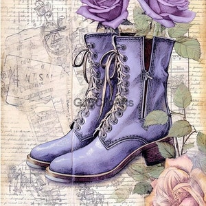 Victorian Era Decorated Shoe Clipart, Old Letter Drawing Clipart, Fancy boot clipart Journaling Date Covers, Scrapbook Materials,