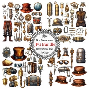 Steampunk Accessories Clipart, Goggle Clipart, Gear Clipart, Journaling Box, Journaling For In The Morning, , Journaling Tool For Mind
