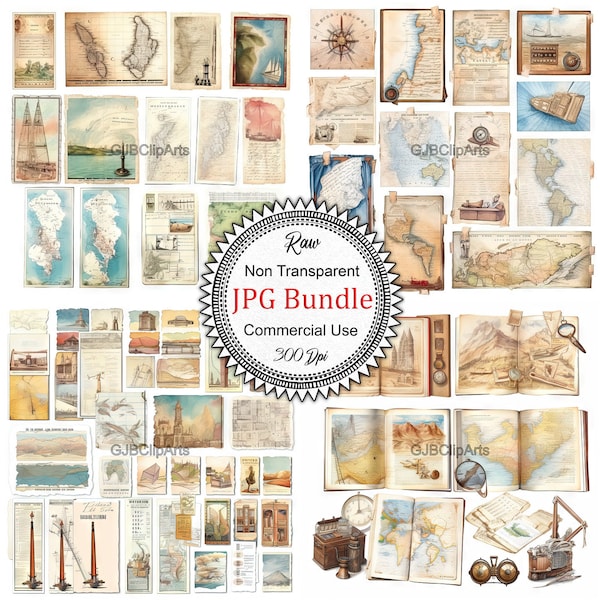 Vintage Old Travel Brochures and Maps:Travel Back in Time,Digital clipart, Printable clipart, Scrapbooking supplies, Art journaling supplies