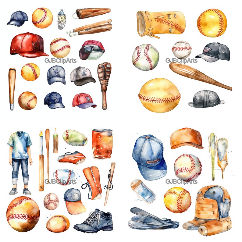 Watercolor Softball Clipart, , Scrapbooks for Couples, Journaling Bag